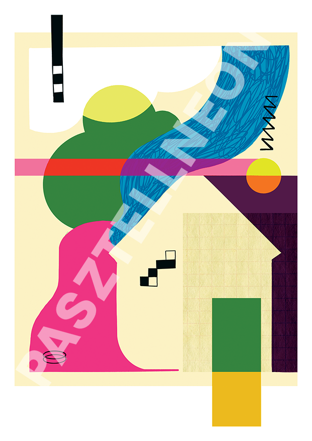 Pasztellneon házas print